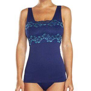 Rhonda Shear Lace Overlay Tank w/Shelf Bra MEDIUM